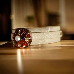 Cream leather Gemstone bracelet